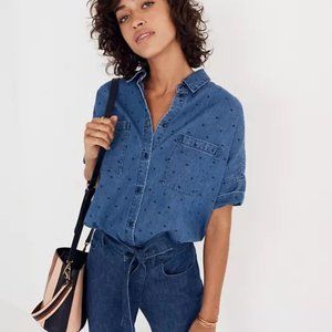 Denim Courier Shirt in Metallic Dots